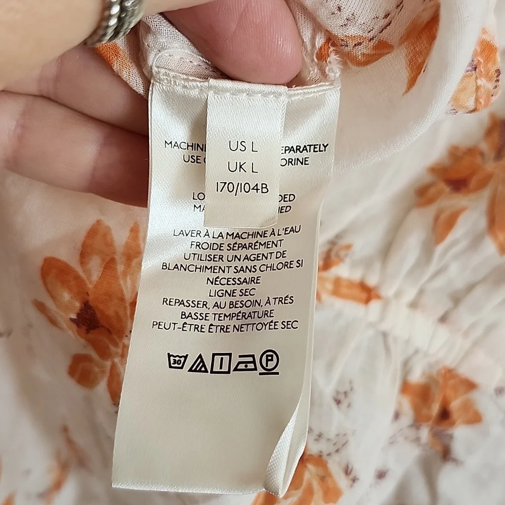 Free People Rust Cream Ruffled Wrap Blouse Boho Womens Large